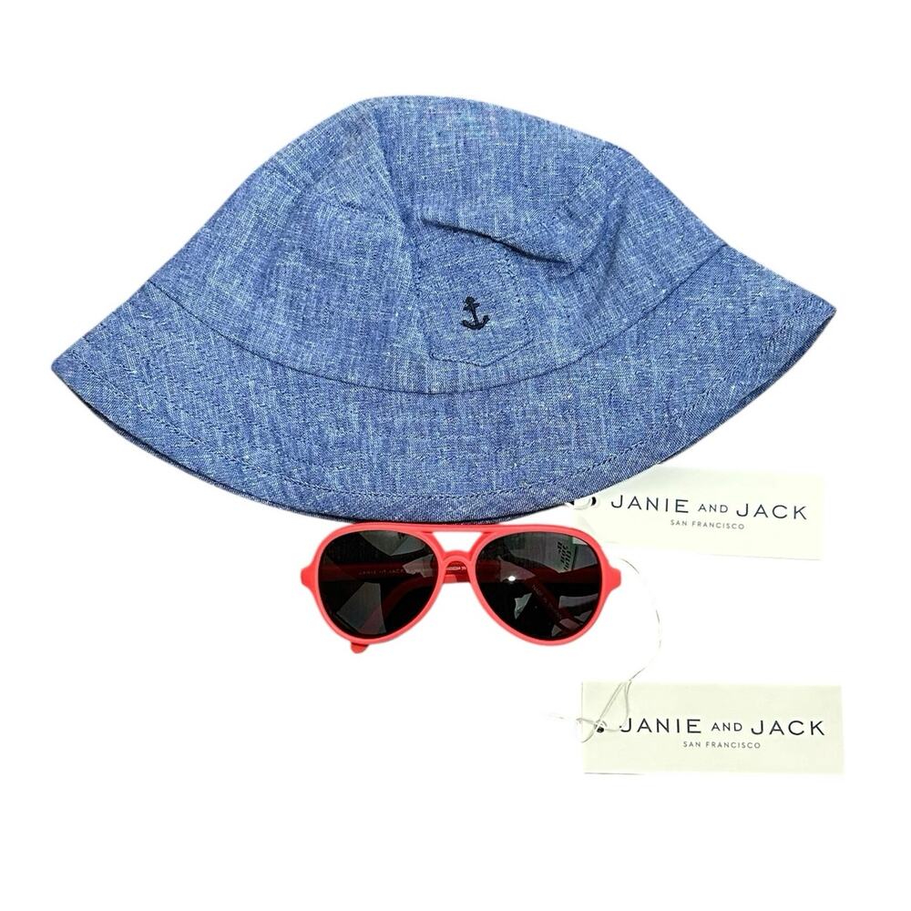 NWT Janie and Jack Toddler Boys Hat and Sunglass Bundle